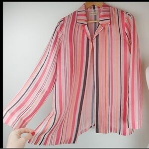 Trousers: stunning organza open front “shacket” blouse, cover up, light jacket